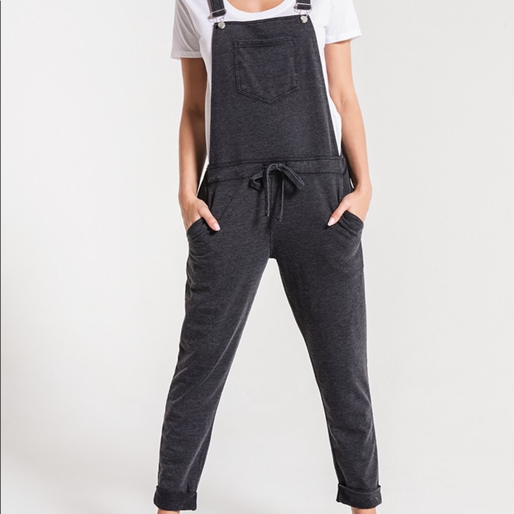 Z Supply french terry overalls black xs NWT